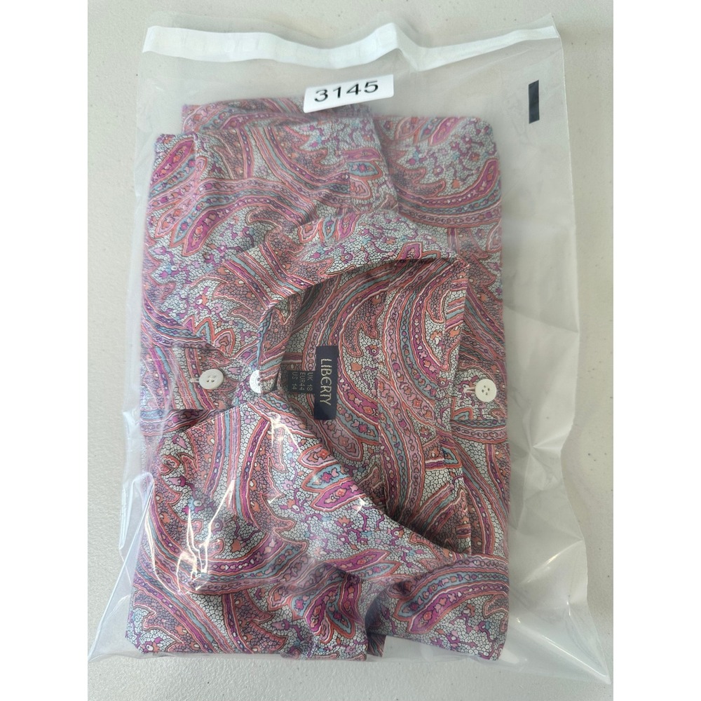 Liberty of London Cotton Button Down Shirt Size 14 Pink Paisley Long Sleeve - Picture 7 of 7